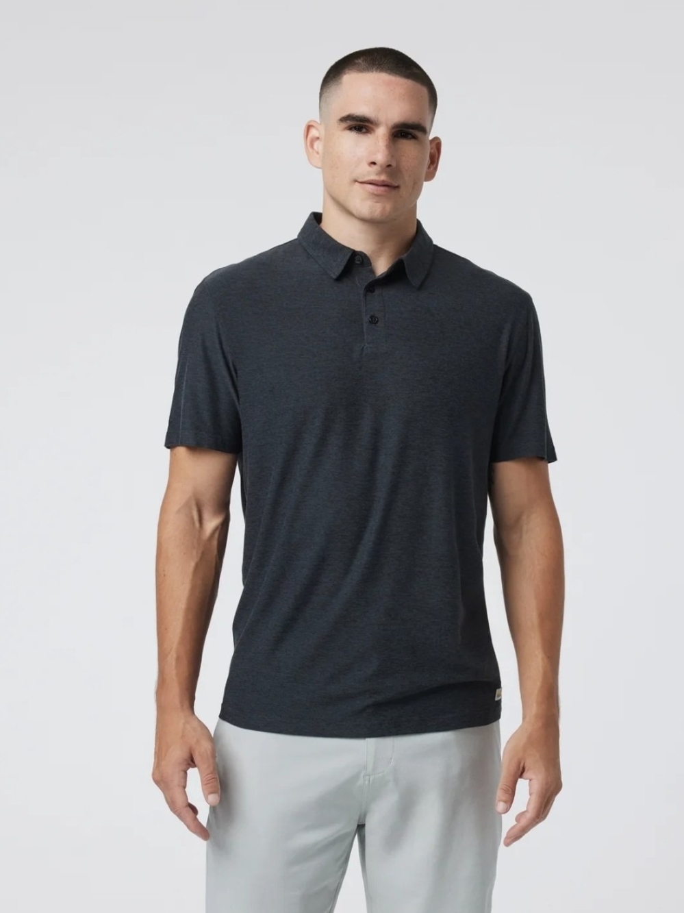 Vuori Strato Tech Polo Men's Large Charcoal Heather Performance Golf Shirt